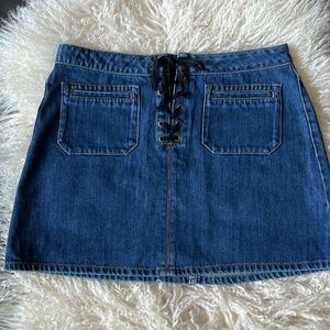 Garage Denim Lace Up Mini Skirt